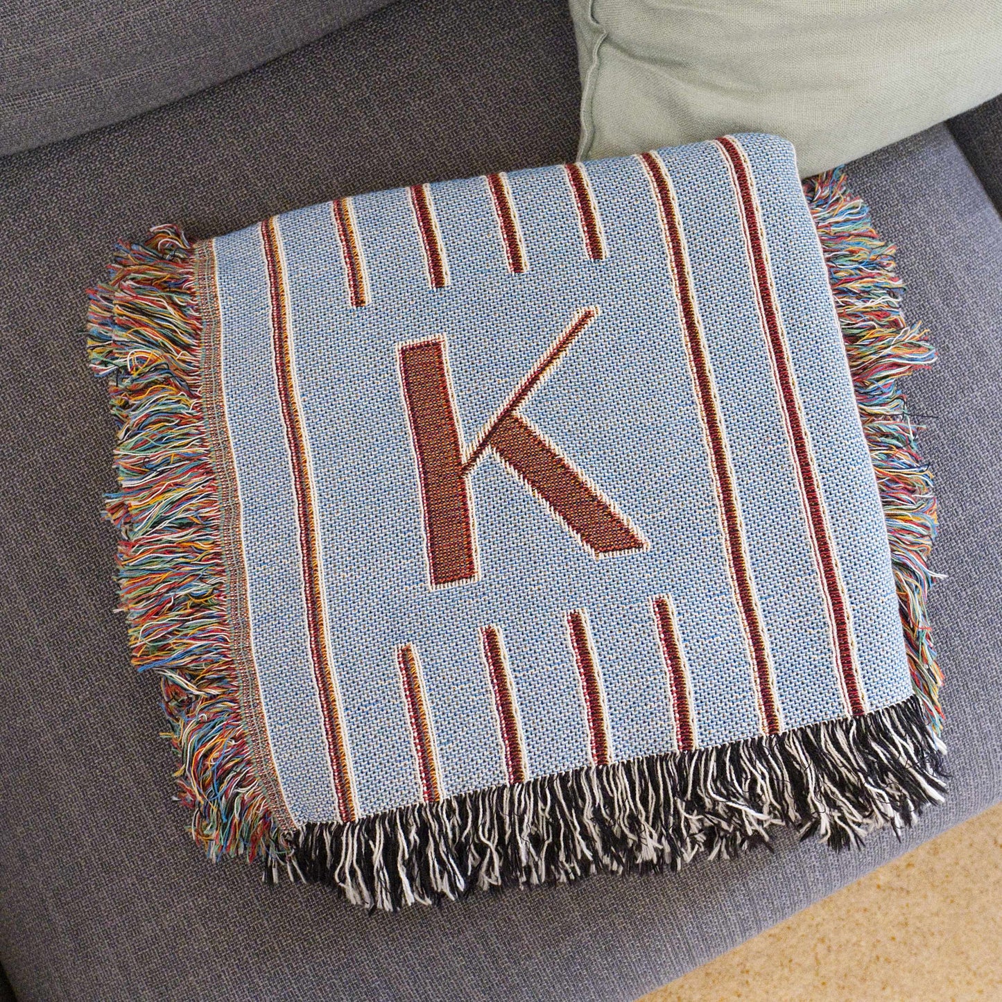 Custom Initial Striped Blanket