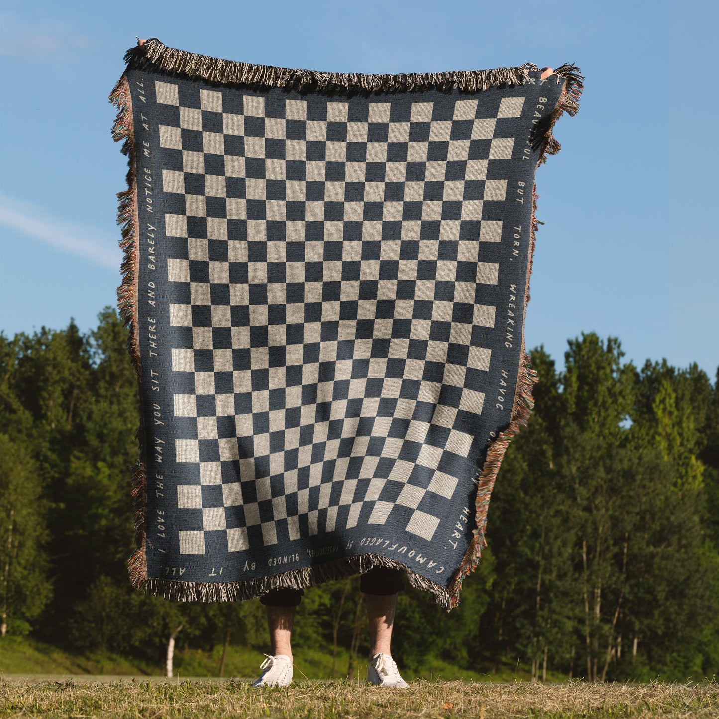 Custom Message Checkered Blanket