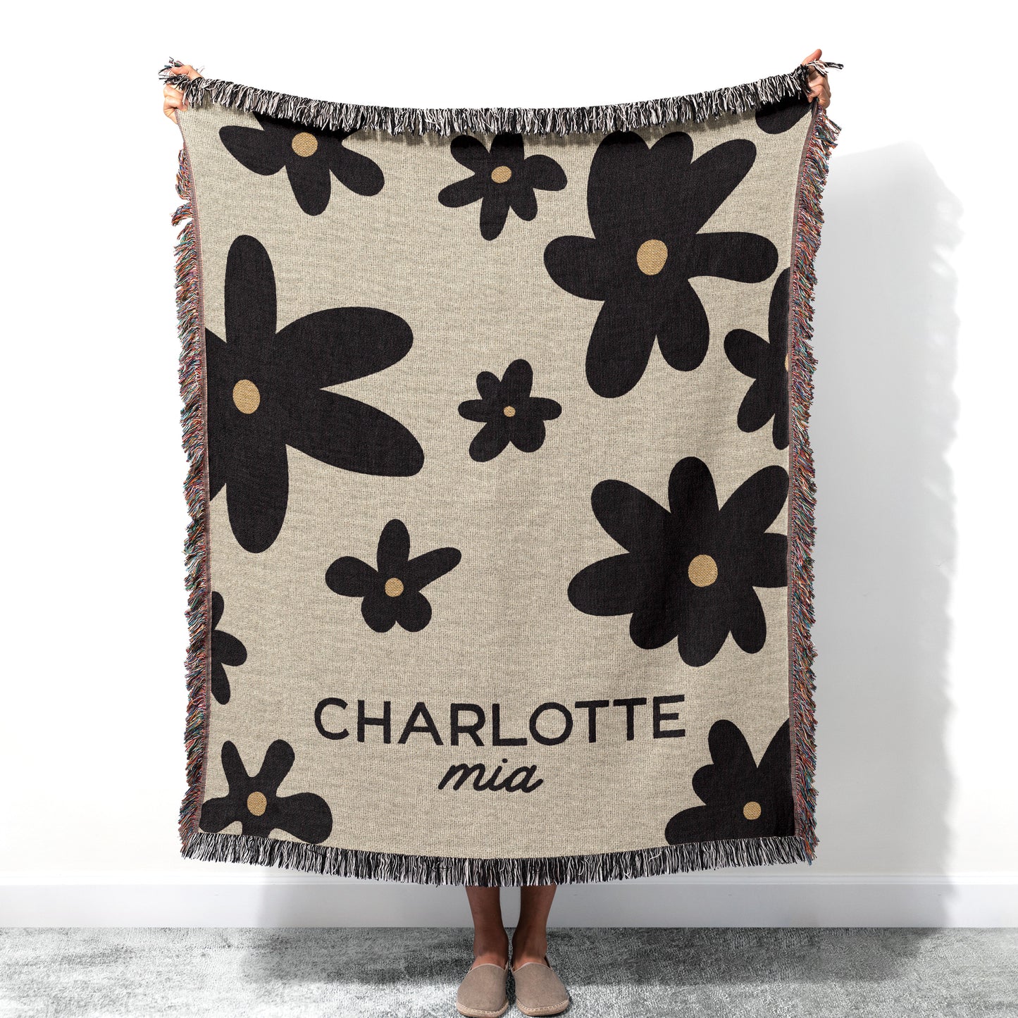 Custom Daisy/Floral Name Blanket